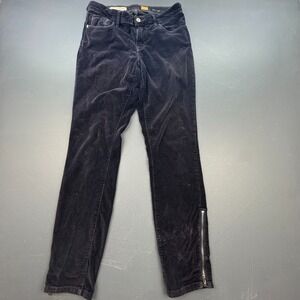 Pilcro Stet Anthropologie Corduroy Pants Women's 29 Black Zip Ankle Slim Fit